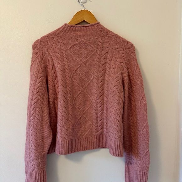 J. Crew Dusty Rose Cable Knit Mock Neck Sweater | Size Small - Picture 5 of 9